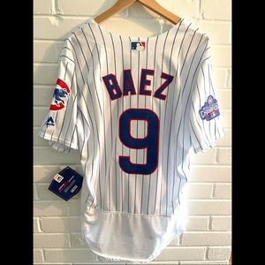 Mens Majestic Chicago Cubs #9 Baez 2016 WS Champion Jersey